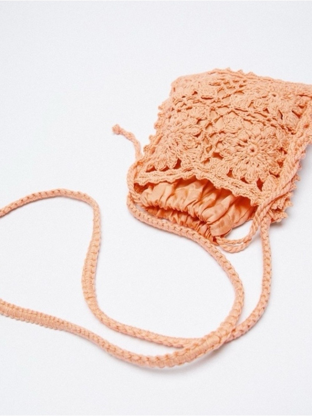 🆕 Zara Mini Peach Crochet Cross-body Bag